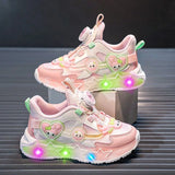 Girls’ My Melody LED Light-Up Sneakers – Cartoon Breathable PU Shoes with Anti-Slip Rubber Sole