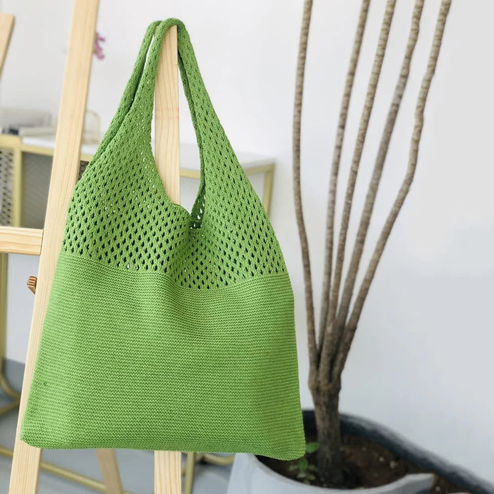 Crochet Shoulder Bag – Stylish Hollow Weaving Tote for Women