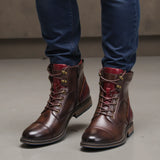 Men’s Microfiber Leather Ankle Boots - Retro Zip-Up Fashion Boots