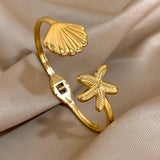 Trendy Gold Flower Cuff Bracelet for Women