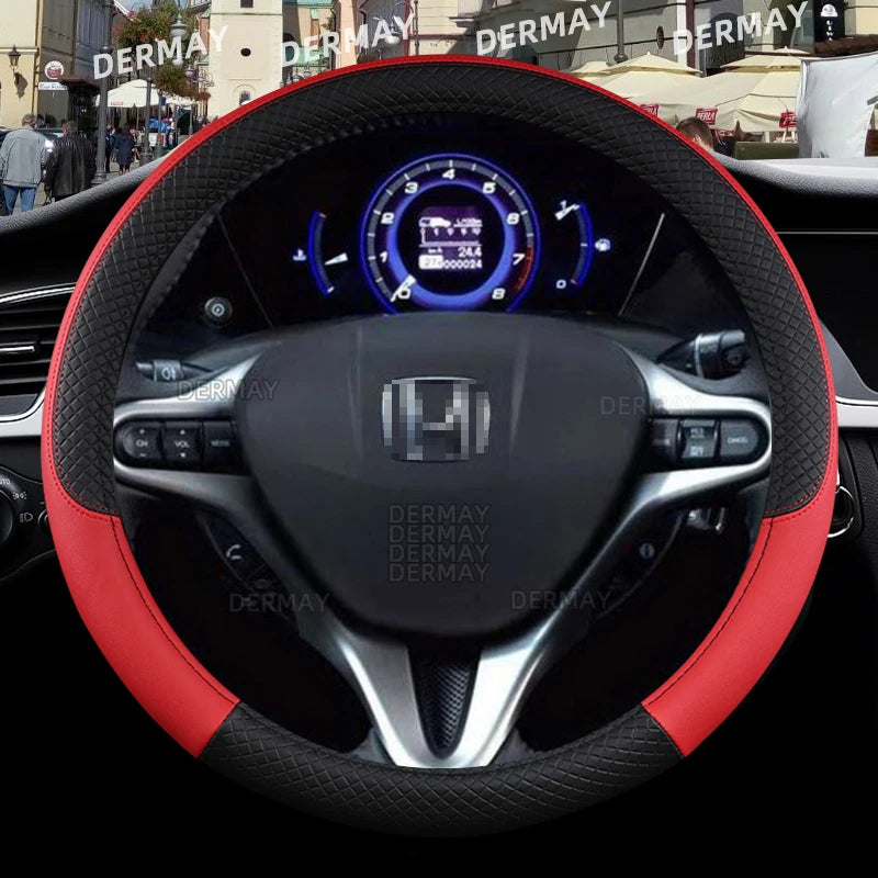 Funda de volante personalizada para Honda Civic 2004-2015: piel sintética de primera calidad, antideslizante, protege el volante original