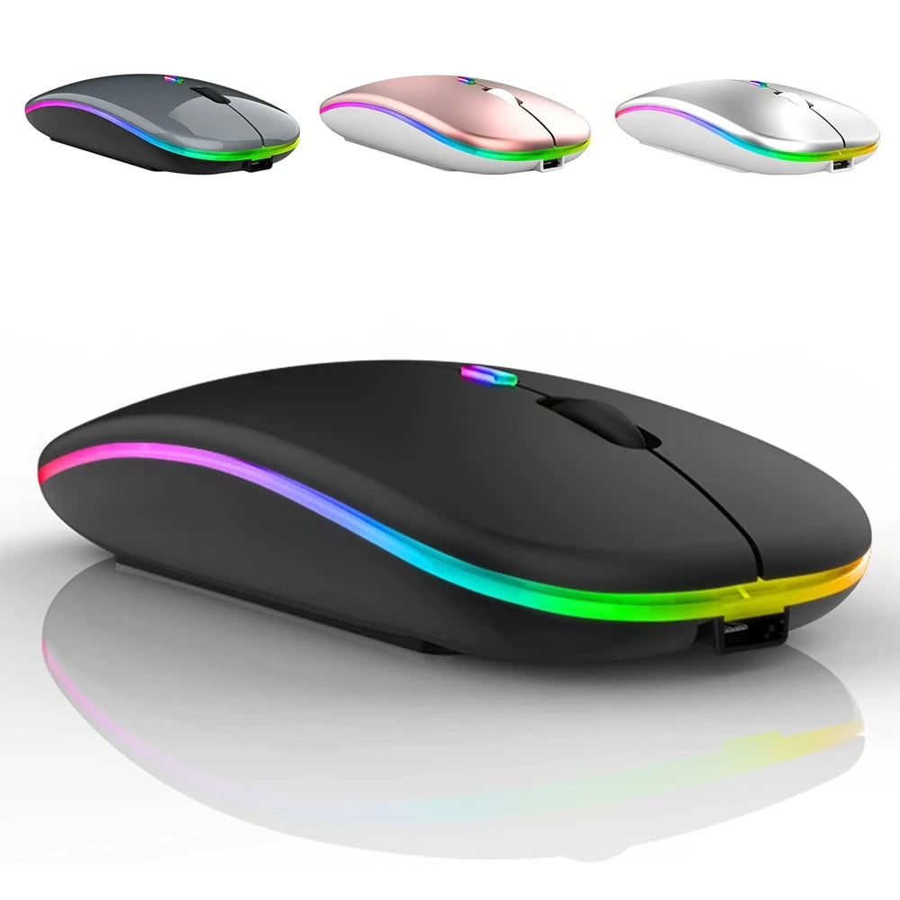 Silent Rechargeable Bluetooth Wireless Mouse with Dual Mode and Adjustable DPI