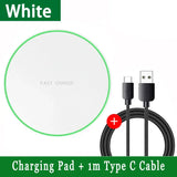 Ultra-Slim Fast Wireless Charger Pad with LED Indicator & Type-C Cable – 30W High-Speed Charging for iPhone, Samsung & Qi Devices