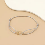 Adjustable Rope Chain Bracelet with Geometric Design and Cubic Zirconia – Classic Fashion Jewelry for Women