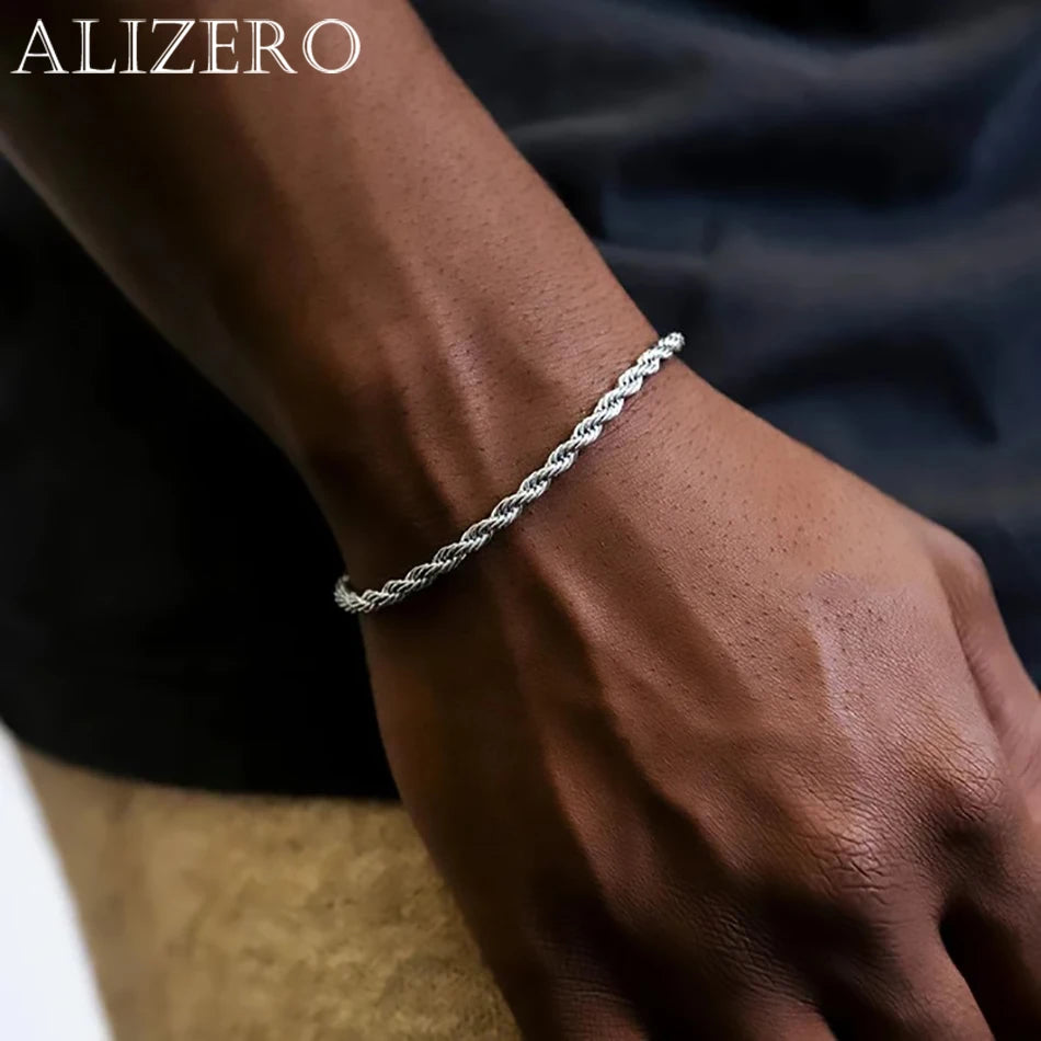 925 Sterling Silver Rope Chain Bracelet – Classic Unisex Jewelry