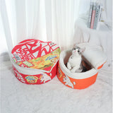 Noodle-Shaped Pet Bed - Fleece-Lined Round Cat Nest with Removable Cover (2 Sizes)