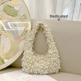 Elegant Pearl Beaded Shoulder Bag – Soft, Stylish Underarm Purse for Everyday & Casual Outings