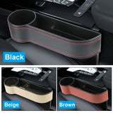 Organizador universal de cuero sintético para asientos de coche con orificio de carga: almacenamiento compacto para teléfonos, llaves y botellas