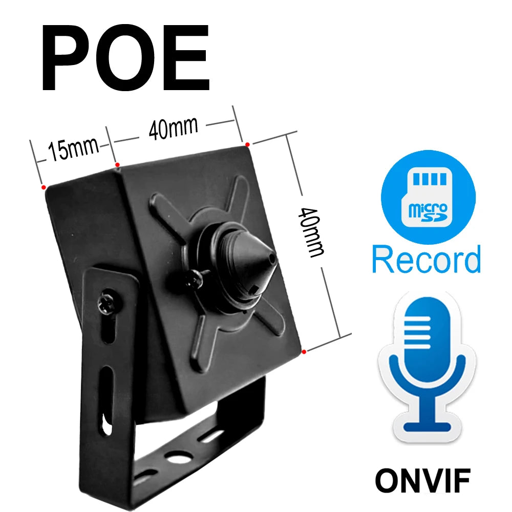 5MP Mini IP Camera with Audio, POE Wired Network, Motion Detection, Remote Surveillance