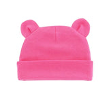 Autumn Winter Baby Hat Comfortable Solid Color Hats Cute Ear Shape Cotton Cap Newborn Photography Props 0 -1 Infant Bonnet Items