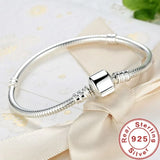 925 Sterling Silver Snake Chain Charm Bracelet for Women