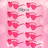 10 gafas de sol con forma de corazón, gafas de sol con forma de corazón, sin marco, de una pieza, de colores deslumbrantes