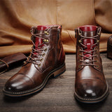 Men’s Microfiber Leather Ankle Boots - Retro Zip-Up Fashion Boots
