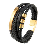 Men’s Leather Magnetic Clasp Bracelet – Trendy Rope Chain Charm Accessory