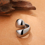 Stainless Steel Irregular Geometric Knot Ring – Trendy Minimalist Statement Jewelry for Women