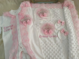 Luxury 5-Piece Newborn Take-Home Set with Jewelry Crown, Mittens, Hat, Shoes & Blanket