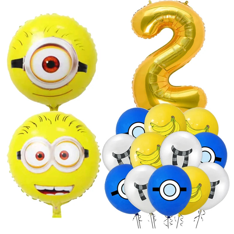 Minions-Themed Birthday Party Decorations Set for Kids with Balloons, Tableware & Cake Toppers