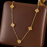 316L Stainless Steel Clover Necklace for Women - Elegant Zircon Flower Pendant Chain