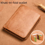 RFID Men’s Leather Trifold Wallet – Vintage Short Multi-Function Card Holder with ID Slot and Cash Compartments
