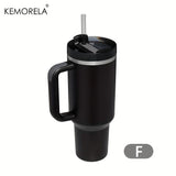 Vaso de acero inoxidable de 887 ml – Botella de agua aislada al vacío de 40 oz con asa, tapa y pajita