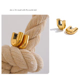 18K Gold-Plated U-Shape Hoop Earrings – Waterproof Stainless Steel Fashion Jewelry for Women