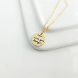 Personalized Stainless Steel Engraved Name Necklace with Round Disc Pendant