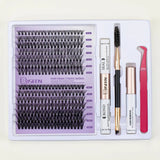 Kit de extensiones de pestañas DIY | Grupos de estilos mixtos con adhesivo, sellador y herramientas para autoaplicación 
