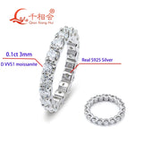 3mm D Color Moissanite Eternity Band - 925 Sterling Silver Unisex Wedding Ring