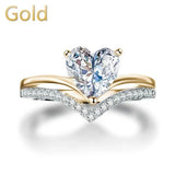 Heart-Shaped Zircon Bridal Ring Set for Women