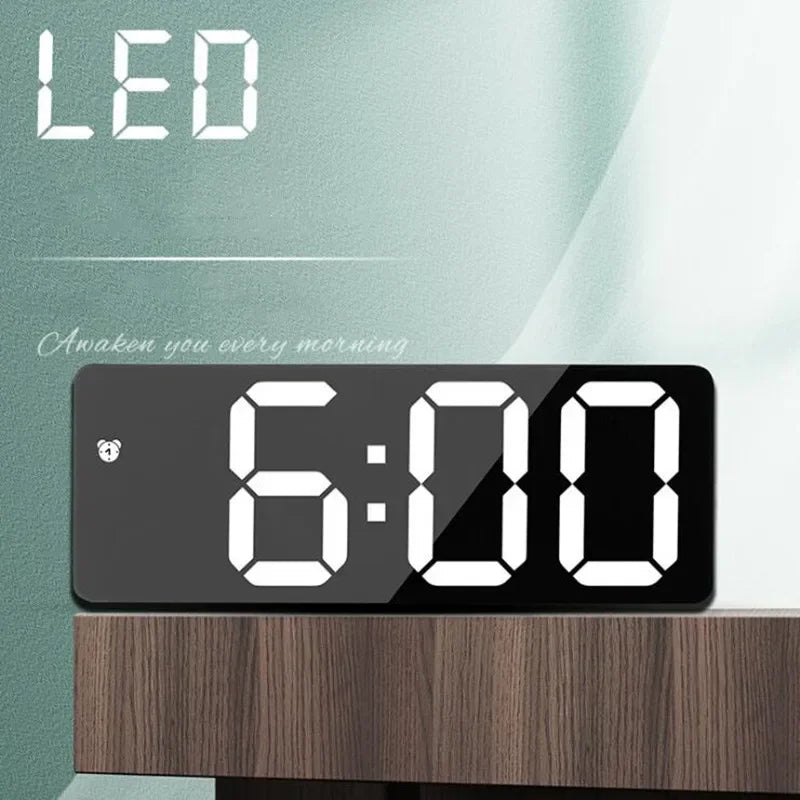 Digital LED Alarm Clock with Voice Control and Snooze for Bedroom