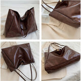 Vintage Red Tote Bag – Large Capacity PU Leather Shoulder Bag for Women