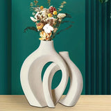 Set of 2 Hollow Nordic Ceramic Vases – Minimalist Boho Decor for a Stylish Home