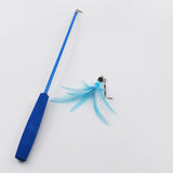 3-Section Telescopic Cat Teaser Wand – Interactive Feather Toy with 5 Refill Attachments