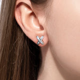 D Color Moissanite Stud Earrings – 925 Sterling Silver Cross Earrings with GRA Certificate