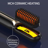 Cordless Hair Straightener Brush - 3-Temperature Ionic Styling Tool for Frizz-Free Smoothing