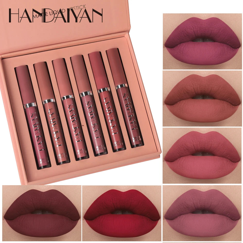 Long-Lasting Matte Liquid Lipstick Set – 6 Shades, Non-Stick & Fade-Resistant