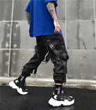 Men’s Hip Hop Pencil Pants with Patchwork Design – Mid Waist, Elastic Waistband, Cotton, Full-Length Casual Pants
