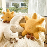 Smiling Sun & Moon Plush Pillows - Cute Weather-Themed Stuffed Decor for Kids & Adults