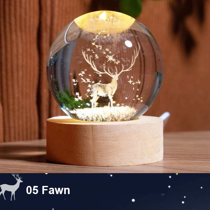 Glowing Crystal Ball LED Night Light with Solar System Design