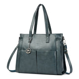 Women’s Vintage PU Leather Tote Bag – Large Capacity Zipper Handbag for Daily & Office Use