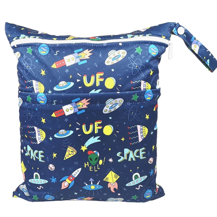 [Sigzagor] Bolsa seca y húmeda con dos cremalleras para pañales de bebé, impermeable, reutilizable, 36 cm x 29 cm