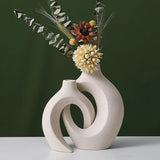 Set of 2 Hollow Nordic Ceramic Vases – Minimalist Boho Decor for a Stylish Home