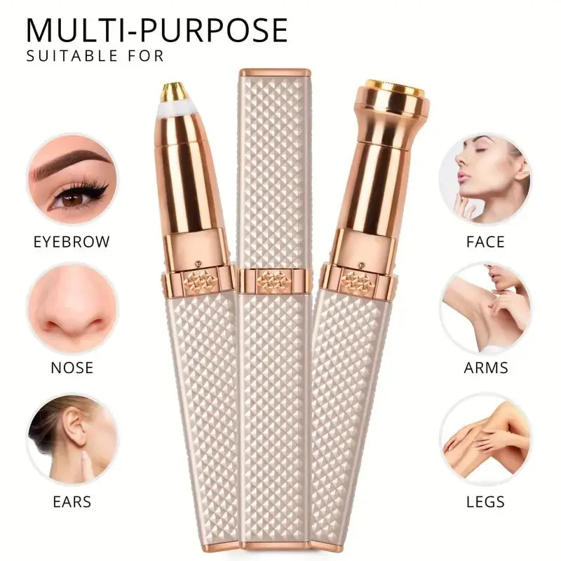 2-in-1 Rechargeable Nose, Ear, and Eyebrow Hair Trimmer with LED Light