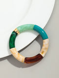 Pulsera de cuentas acrílicas bohemias para mujer: dije geométrico, moderna y liviana