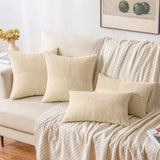 Funda de almohada bohemia de pana suave con textura de patchwork y acento de terracota para sofá y sillón, 45,7 x 45,7 cm