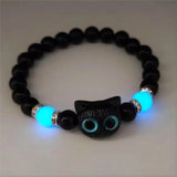 Glow-in-the-Dark Kitten Charm Bracelet for Women