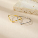 Minimalist Wave Ring – Stainless Steel V-Shape Wedding Band for Women
