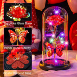 Eternal Rose in Glass Dome - Illuminated Galaxy Flower with Butterfly for Mothers Day