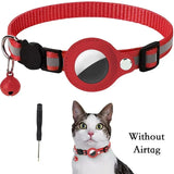 Reflective Cat Collar with AirTag Case and Bell – Adjustable Anti-Lost Pet Tracker Holder