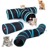 Foldable S-Shaped Cat Tunnel – Interactive Play Tube with Multiple Entries for Indoor Cats